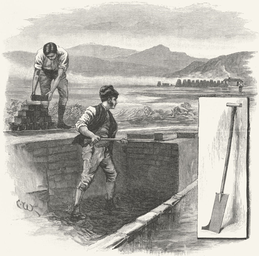 IRELAND. Peat Cutting 1888 old antique vintage print picture